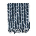 Saro Lifestyle Saro Lifestyle TH912.NB5060B 50 x 60 in. Sevan Collection Striped Fringe Throw Blanket; Navy Blue TH912.NB5060B